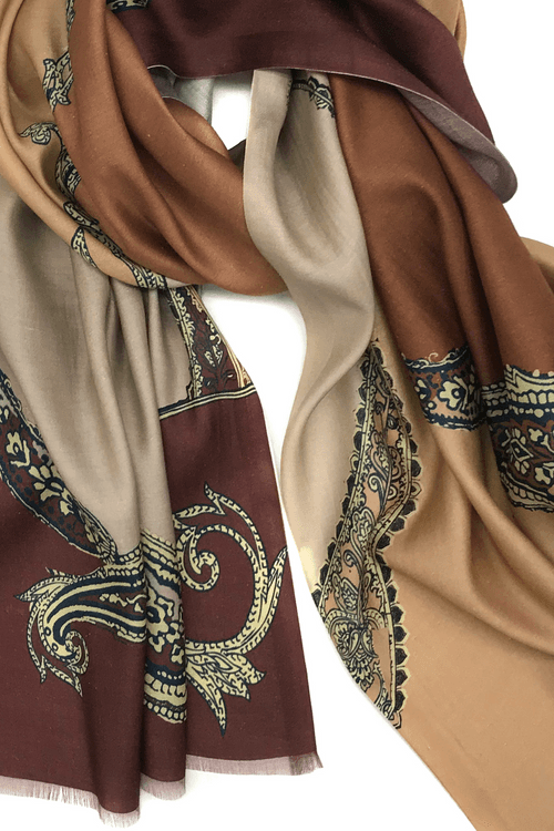 Brown Silk Paisely Scarf