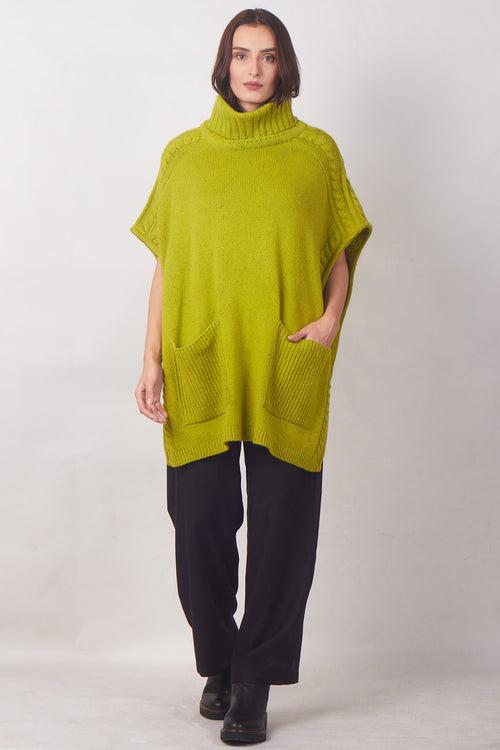 Lime Green Silk Wool Poncho