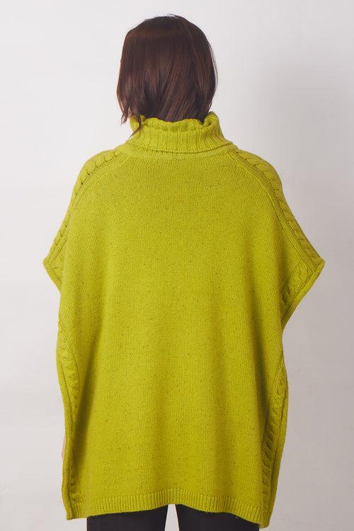 Lime Green Silk Wool Poncho