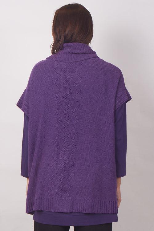 Purple Turtle Neck Tunic-Fit Sweater