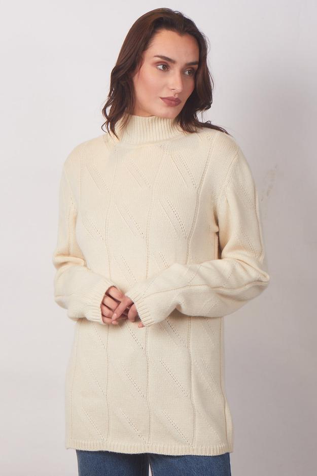 Ivory Silk Wool Cashmere Sweater