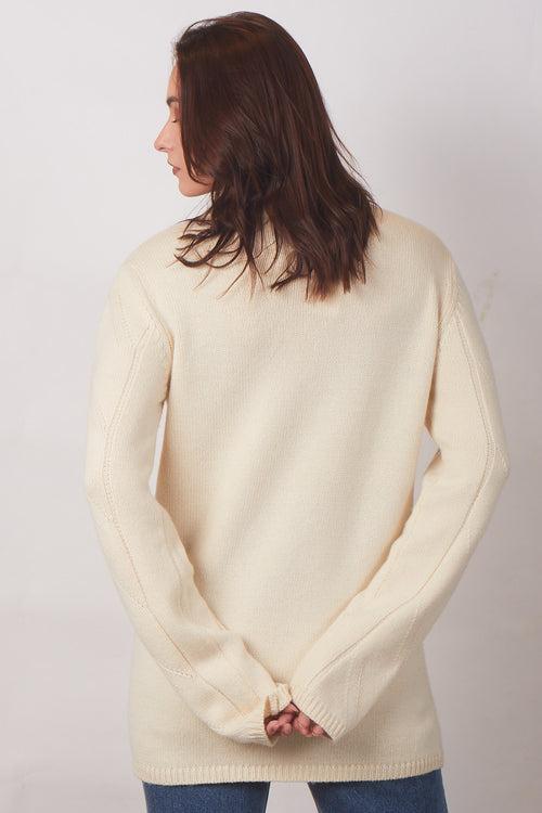 Ivory Silk Wool Cashmere Sweater