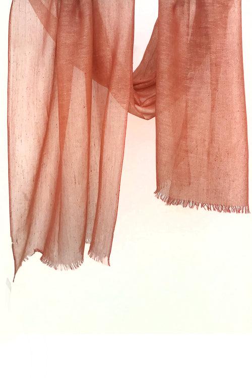 Rust Silk Linen Cashmere Scarf