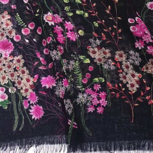 Night of Wildflowers Silk Cashmere Scarf