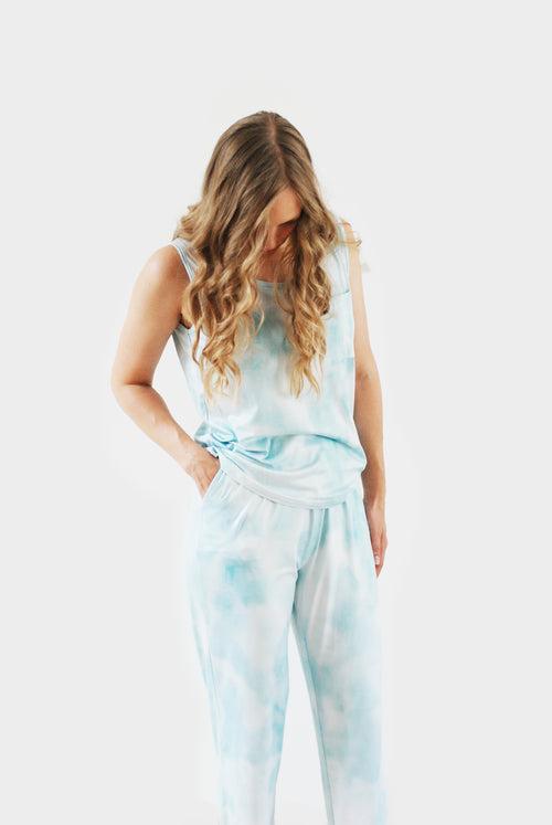 Tie Dye Sleeveless Pocket Co-ord Set - Sea Green