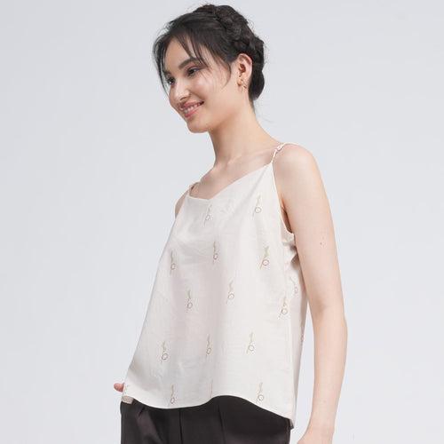 Oh Slip Top - Ecru block print