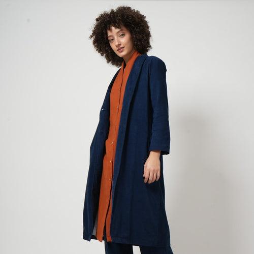 Long Coat > Navy Corduroy