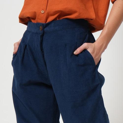 Long Legs Pants > Navy Blue Corduroy