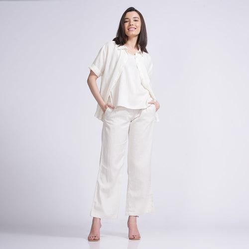 Blanche Set of 3 - Shirt, Slip Top & Pants - Ecru