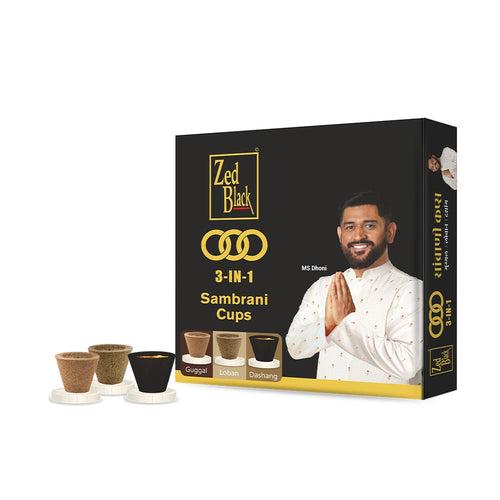 Zed Black 3 in 1 Sambrani Cups Sambrani Dhoop Cup Box - Long Lasting Pleasing Aroma Dhoop Cone Dhoop Cups for Puja for Everyday Use - Pack of 2