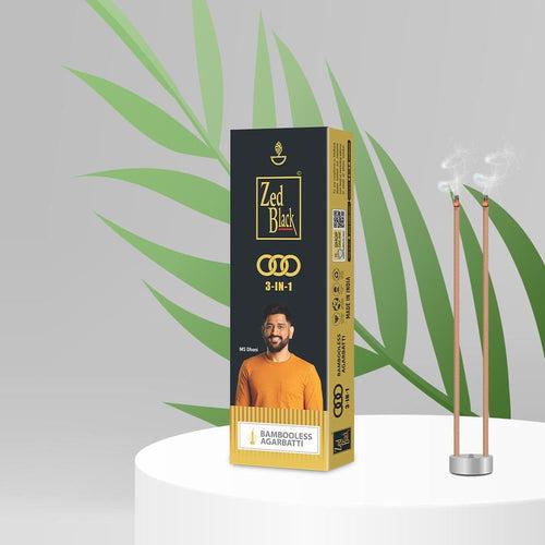 Zed Black 3in1 Bamboo Less Agarbatti / Incense Sticks -Pack of 2 (100gm x 2 = 200gm) Three Enchanting fragrances in a Pack