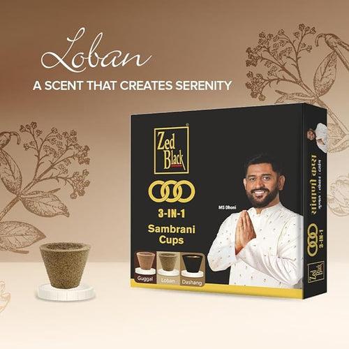 Zed Black 3 in 1 Sambrani Cups Sambrani Dhoop Cup Box - Long Lasting Pleasing Aroma Dhoop Cone Dhoop Cups for Puja for Everyday Use - Pack of 2