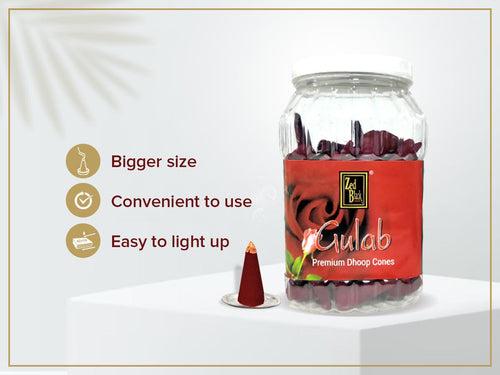 Zed Black Dhoop Big Cones in Jar Packing Incense Dhoop Cones – 3 Fragrances (- Mogra, Chandan & Gulab) | Combo Assorted Dhoop, 3x80 Cones