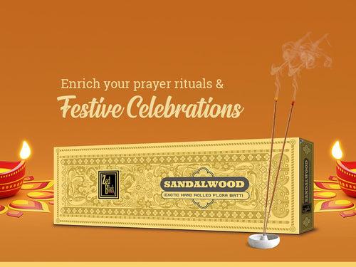 Zed Black Sandalwood Hand-Rolled Flora Batti - Pack of 2 Agarbatti / Incense Batti, Long-Lasting Incense Sticks for Special Puja Experience, Festivals, Occasions, Ideal for Gifting GoodVibes Pack ( Approx 70 Agarbatti Sticks | Handrolled (381 GM)