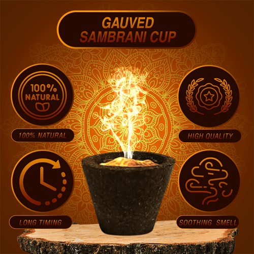 Gauved Sambrani Cup Combo of 2 Pack - Guggal & Loabn - Made with Cow Dung