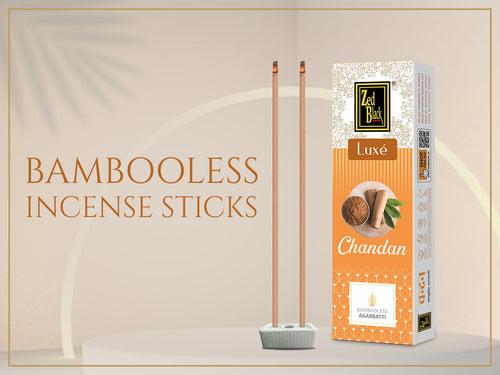 Zed Black Bamboo Less Agarbatti / Incense Sticks – Luxe Series - Pack of 4 Incense Sticks, Good Vibes Pack (Approx 70 Sticks | 4 Fragrances - Chandan, Gulab, Loban and Mogra) (377 GM)