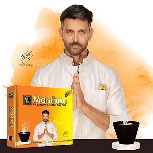 Zed Black Manthan Premium Sambrani Cups Sambrani Dhoop Cup Box - Long Lasting Pleasing Aroma Dhoop Cone Dhoop Cups for Puja for Everyday Use - Pack of 3 (36 Cups)