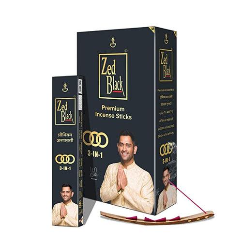 Zed Black 3 –in-1 Premium Agarbatti / Incense Sticks for Everyday Use Long lasting Mesmerizing Scent Sticks For Meditational or Religious Purpose - Pack of 2
