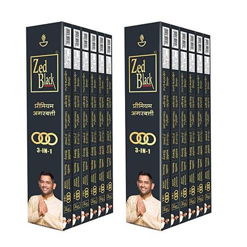 Zed Black 3 –in-1 Premium Agarbatti / Incense Sticks for Everyday Use Long lasting Mesmerizing Scent Sticks For Meditational or Religious Purpose - Pack of 2