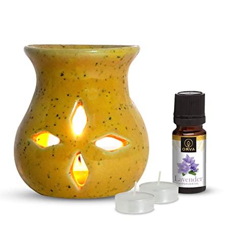 Orva Lavender Diffuser | Oil Burner with Tealight Candle and Diffuser Oil (Lavender)