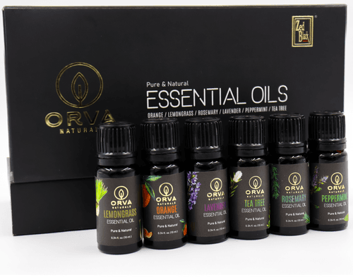 ORVA Pure and Natural Essential Oil combo of 6 - Each 10 ml (Peppermint, Tea Tree, Orange, Rosemary, Lavender, and Lemon Grass)