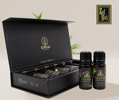 ORVA Pure and Natural Essential Oil combo of 6 - Each 10 ml (Peppermint, Tea Tree, Orange, Rosemary, Lavender, and Lemon Grass)