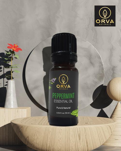 ORVA Pure and Natural Essential Oil combo of 6 - Each 10 ml (Peppermint, Tea Tree, Orange, Rosemary, Lavender, and Lemon Grass)