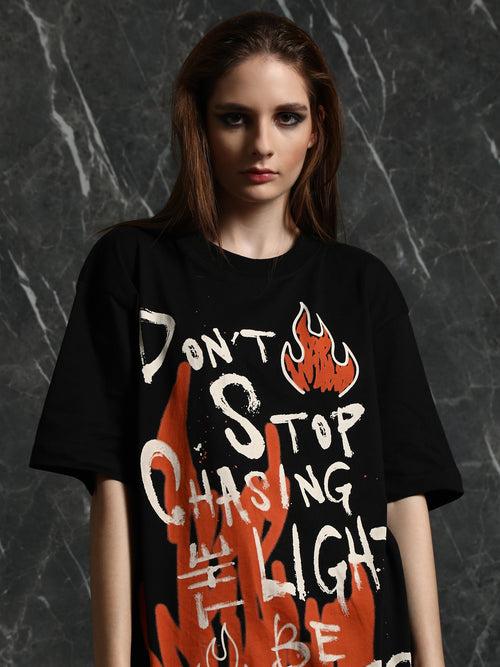 Black Chasing Light Oversized T-Shirt