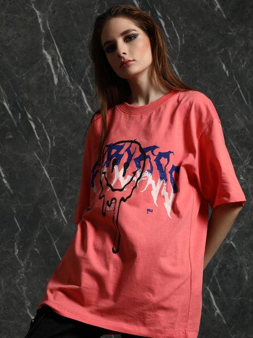 Coral Fearless Oversized T-Shirt