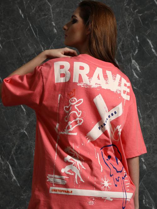 Coral Brave Oversized T-Shirt