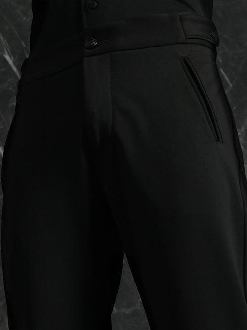 Black Slim Fit Trouser With Button Waist Adjuster