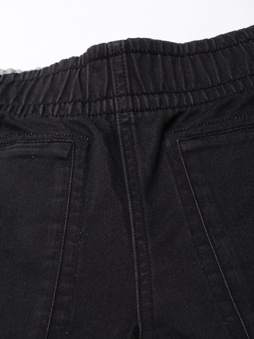 Black Straight leg Elasticated Waist Reversible Jogger