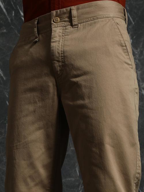 Beige Casual Slim Fit Trouser