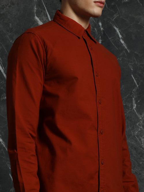 Rust Regular Fit solid Full Sleeve Shirt