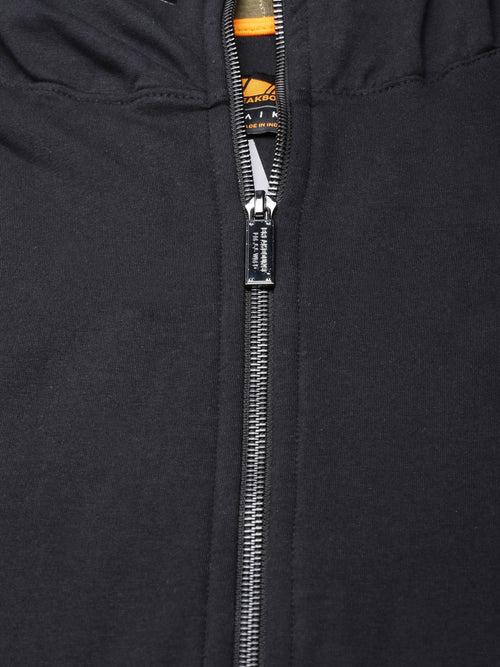 Black Full Sleeve Oversized Fleece Back Zipper Hoodie