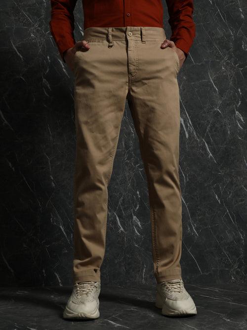 Beige Casual Slim Fit Trouser