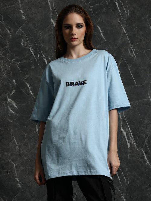 Sky Blue Brave Oversized T-Shirt