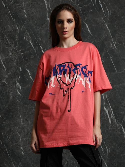 Coral Fearless Oversized T-Shirt