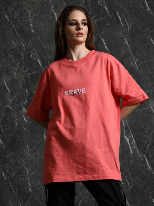 Coral Brave Oversized T-Shirt