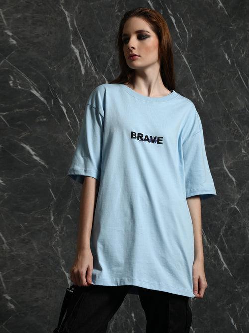 Sky Blue Brave Oversized T-Shirt