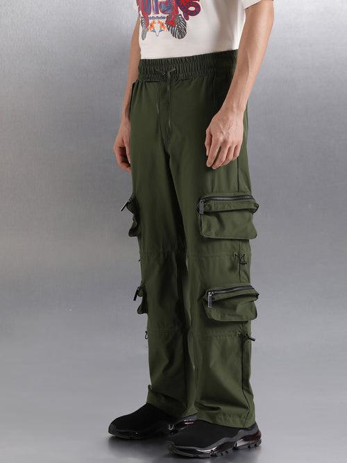 Olive 4 way stretch Straight Leg Fit Cargo