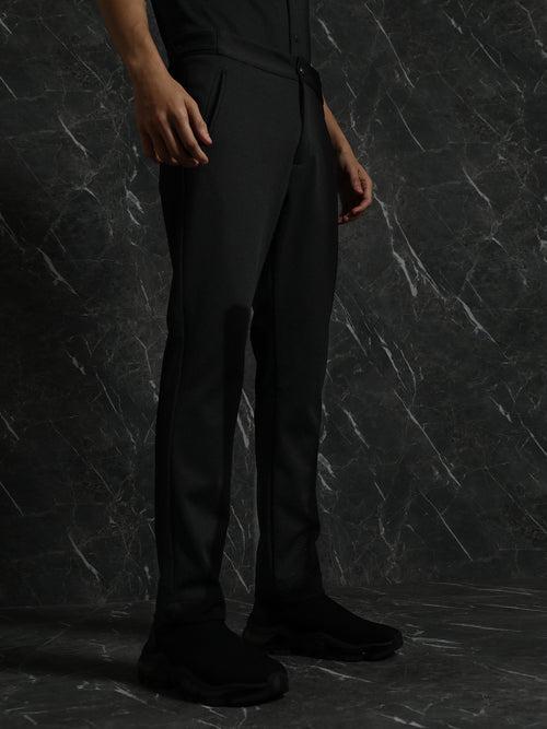 Black Slim Fit Trouser With Button Waist Adjuster