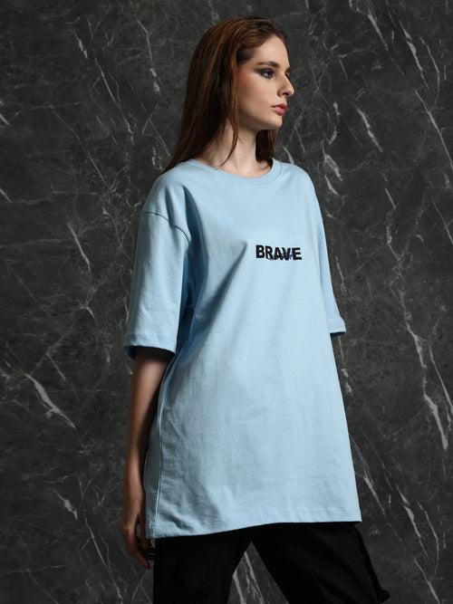 Sky Blue Brave Oversized T-Shirt