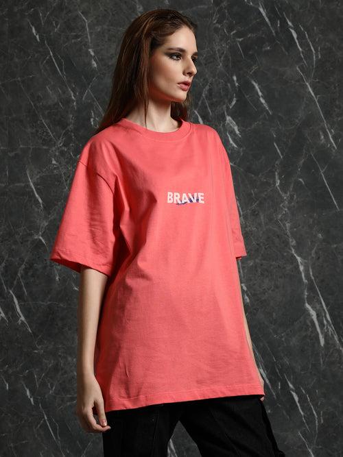 Coral Brave Oversized T-Shirt