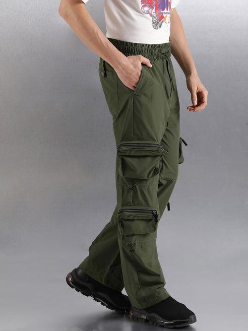 Olive 4 way stretch Straight Leg Fit Cargo