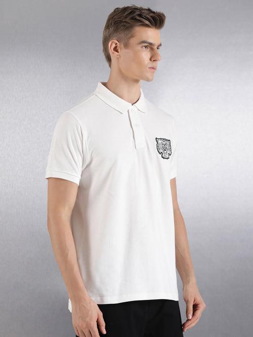 Off White Solid Regular Fit Polo