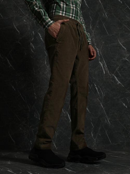 Olive Slim Fit Corduroy Jogger Trouser