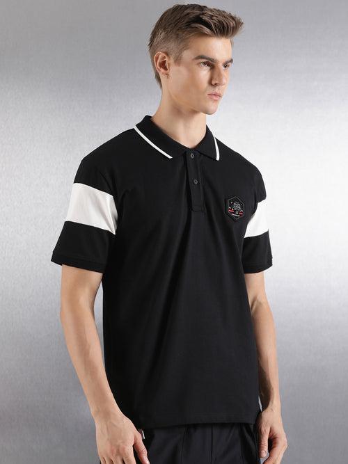 Black Solid Relaxed Fit Polo