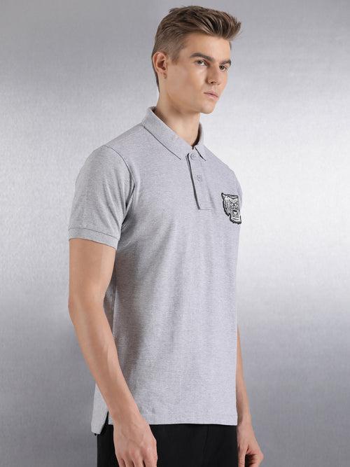 Grey Solid Regular Fit Polo