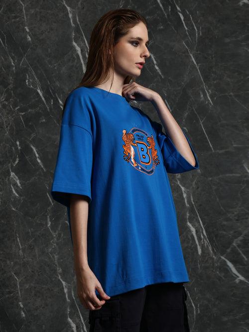 Cobalt Silicon Tiger print Oversized T-Shirt